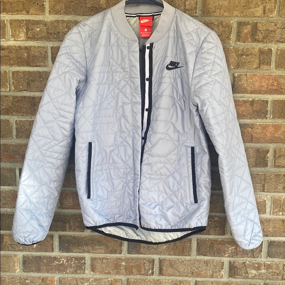 Nike Light Glacier Gray Quilted Jacket with Black Details